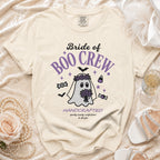 Cream t-shirt with "Bride of BOO CREW" text and ghost graphic.