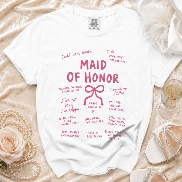 Maid of Honor T-Shirt in White