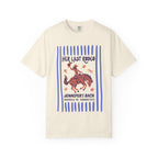 Cream t-shirt with "Her Last Rodeo" graphic and text.