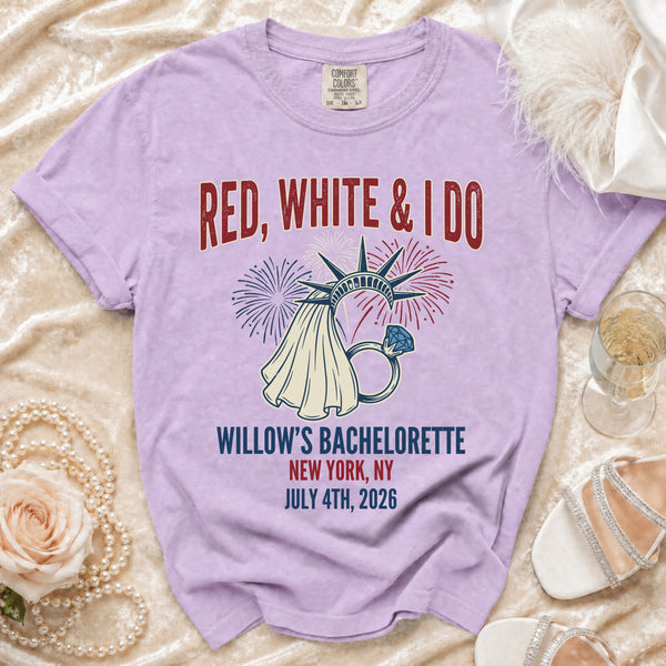 Red, White & I Do Bachelorette T-Shirt in Orchid
