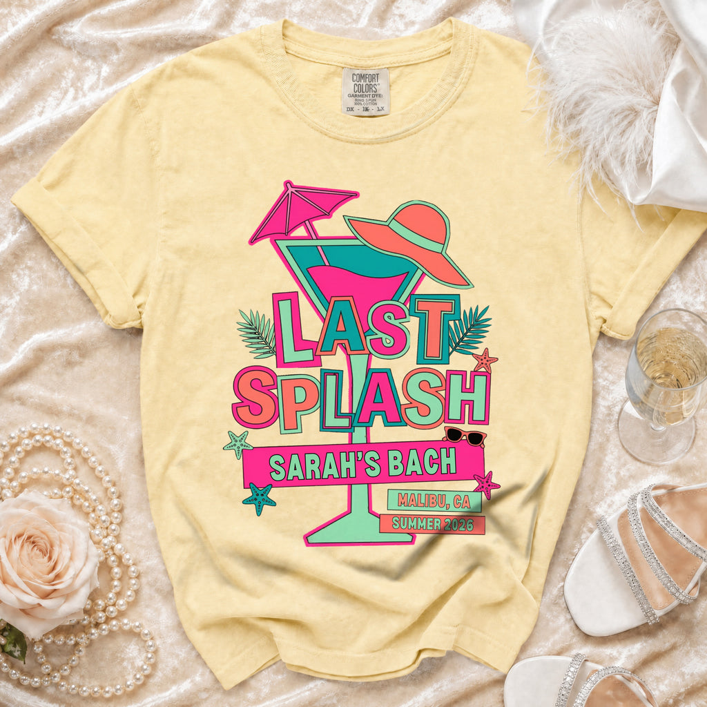 Last Splash Sarah's Bach Malibu CA Summer 2026 graphic t-shirt.