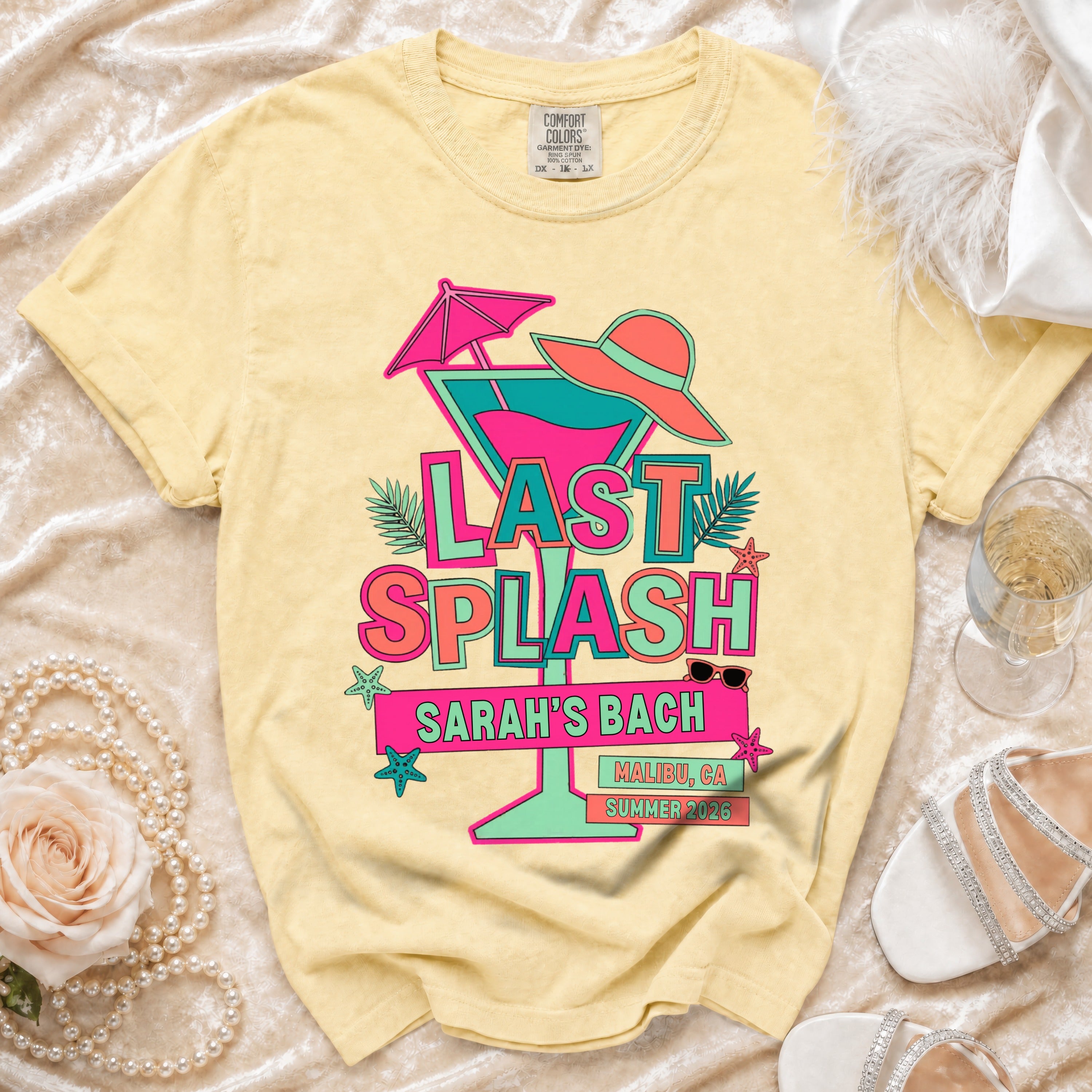 Last Splash Sarah's Bach Malibu CA Summer 2026 graphic t-shirt.
