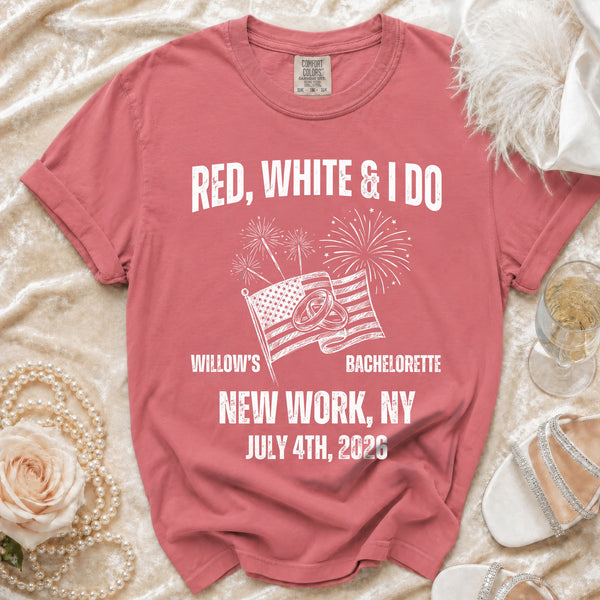 Red, White & I Do Bachelorette T-Shirt in Watermelon