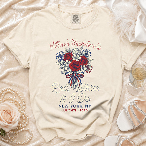Red, White & I Do Bachelorette T-Shirt in Ivory
