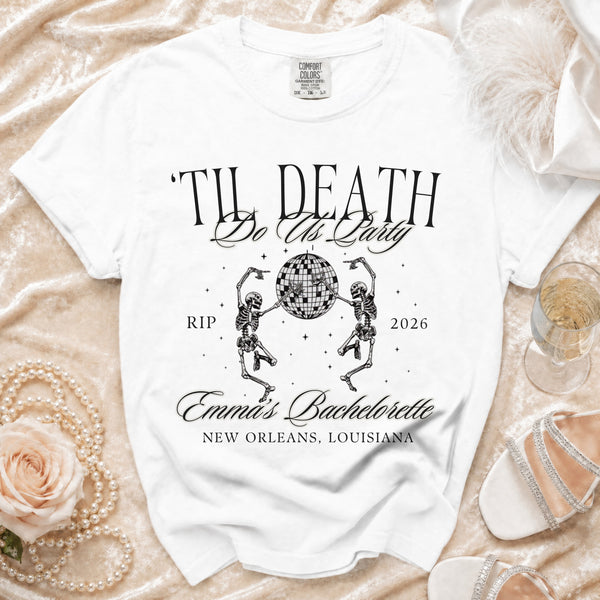 Til Death Disco Party Skeleton T-Shirt in White