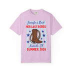 Pink t-shirt with "Jennifer's Bach Her Last Rodeo" and Nashville, TN Summer 2026.