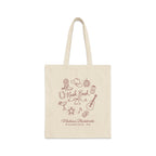 Beige canvas tote bag featuring brown line-art illustrations and the text Nash Bach Madison's Bachelorette Nashville, TN.