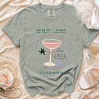 Green t-shirt with "Maid of Honor" and humorous text about overthinking.