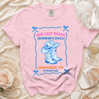 Pink t-shirt with "Her Last Rodeo Jennifer's Bach Nashville, TN Summer 2026" text.