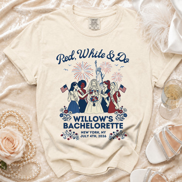 Red, White & Do Bachelorette T-Shirt in Ivory