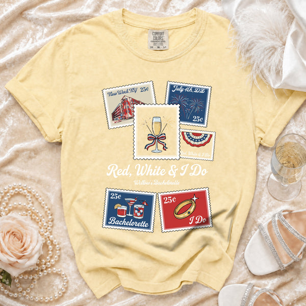 Festive American Stamps T-shirt in Butter