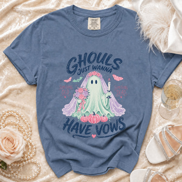 Ghoul Bride Vows T-Shirt in Blue Jean