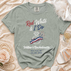 Red, White & I Do Willow's Bachelorette shirt with engagement ring graphic.