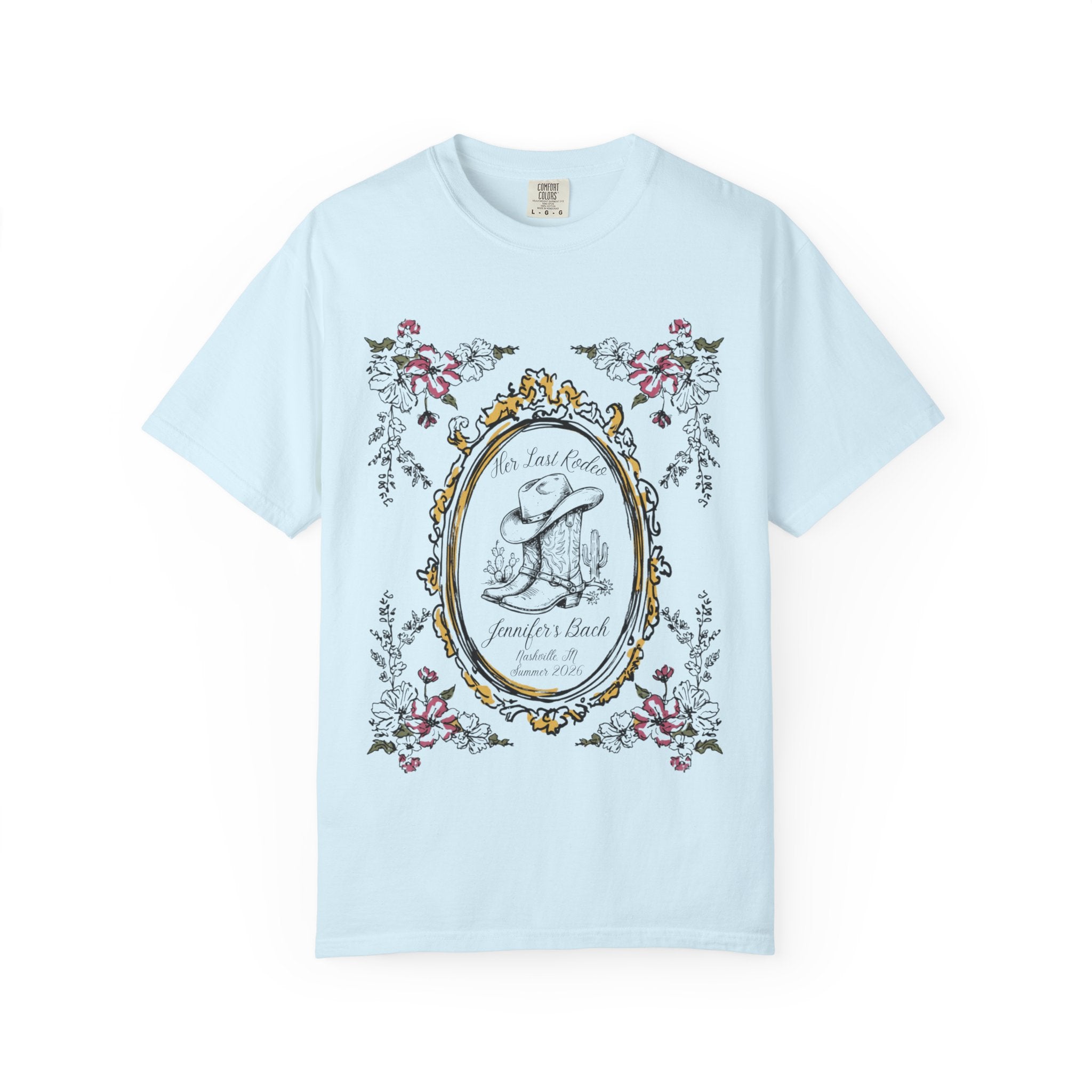 Cowboy boot and floral frame with text "Jennifer's Bach Nashville Summer 2023".