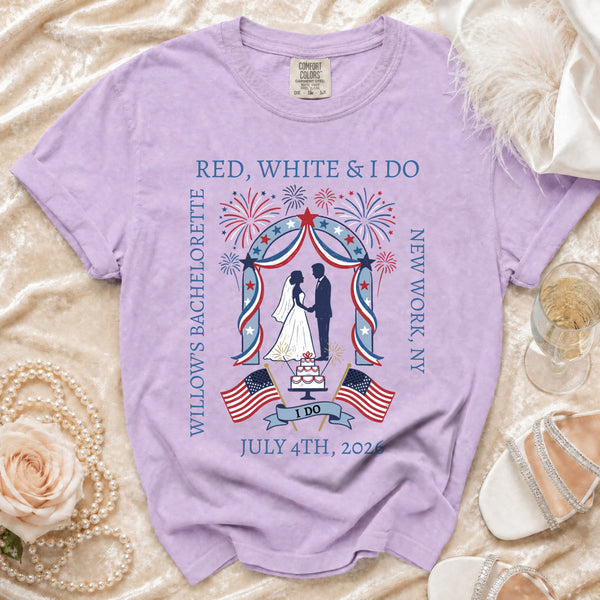 Red, White & I Do Bachelorette T-Shirt in Orchid