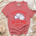 T-shirt with "Jennifer's Bach Her Last Rodeo Nashville, TN Summer 2026" and cowboy hat graphic.