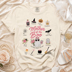 T-shirt with "Mother of the Boo" and Halloween-themed graphics about motherhood.