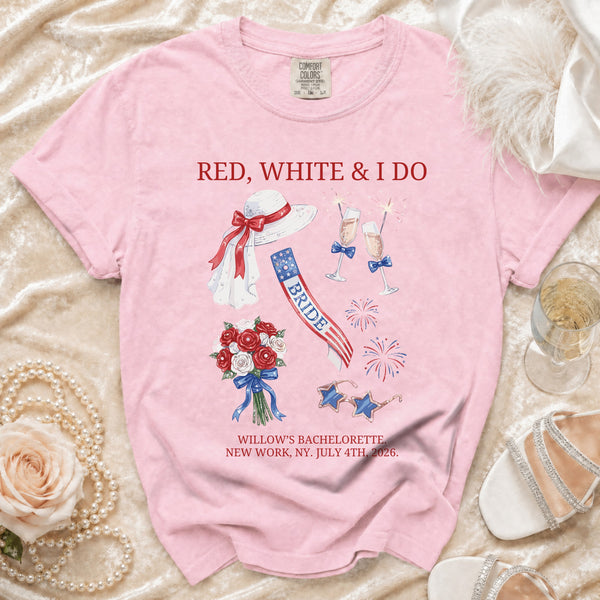 Red, White & I Do Bachelorette T-Shirt in Blossom