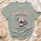 Red White & I Do Willow's Bachelorette t-shirt with New York location and date.