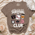 Brown t-shirt with "Mother of the Bride Survival Club" graphic.