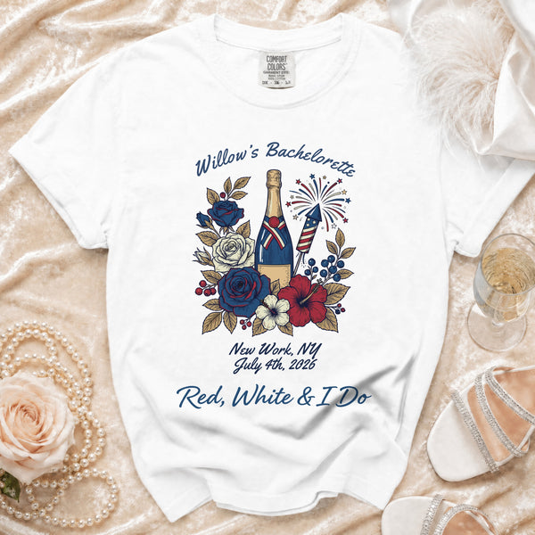 Red, White & I Do Bachelorette T-shirt in White