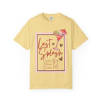 Last Splash Sarah's Bach Malibu CA Summer 2026 design on yellow t-shirt.