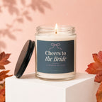 Candle with a lid, labeled "Cheers to the Bride, A Shower of Love".