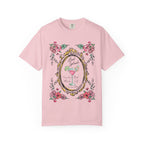 Pink t-shirt with floral frame, "Last Splash Sarah's Bash Malibu CA Summer 2018" text.