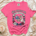 Red, White & I Do bachelorette t-shirt with heart and fireworks.