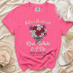 Pink t-shirt with "Willow's Bachelorette" and "Red, White & I Do" design.