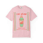 Pink t-shirt with "Last Splash" and cocktail shaker design for Sarah's Bach.