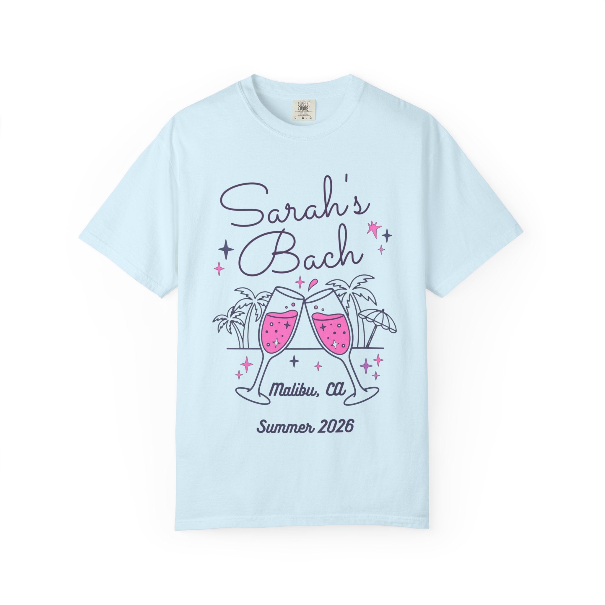 Sarah's Bach Malibu, CA Summer 2026 graphic t-shirt.