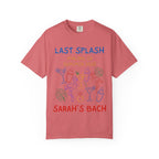 T-shirt with "Last Splash Sarah's Bach" and tropical graphics.