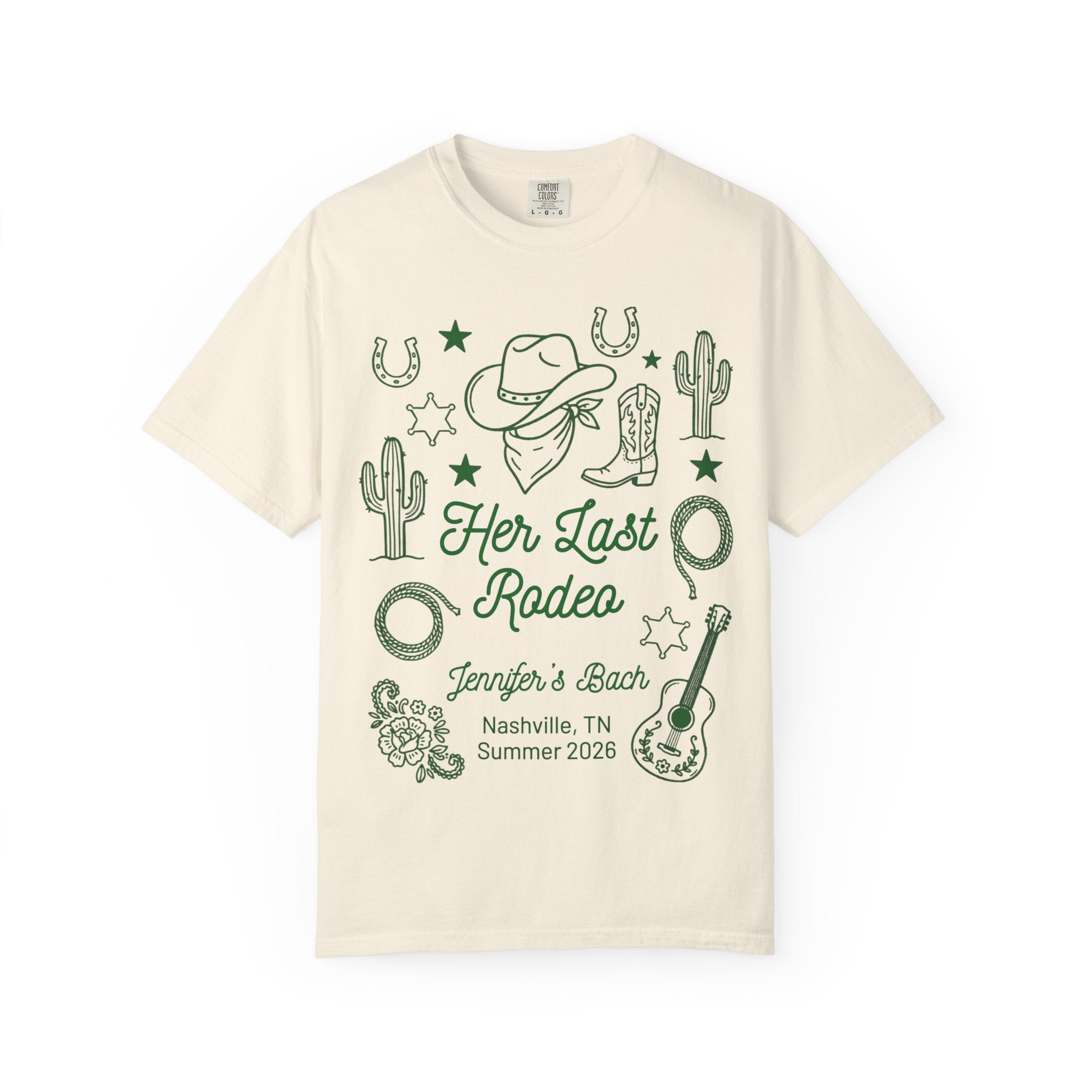 T-shirt with western design for "Her Last Rodeo" bachelorette.