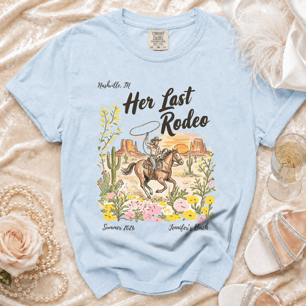 Her Last Rodeo Desert Bloom T-Shirt in Chambray