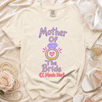 Cream t-shirt with "Mother Of The Bride (I Made Her)" text and ring graphic.