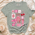 T-shirt design with "Reckless in Texas" text, disco ball, and cherries.