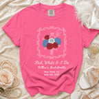 Pink t-shirt for "Red, White & I Do Willow's Bachelorette" event.