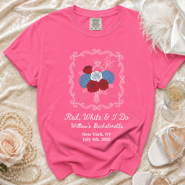 Red, White & I Do Celebration T-shirt in Crunchberry