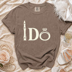 Brown t-shirt with "I Do" text and diamond ring graphic.