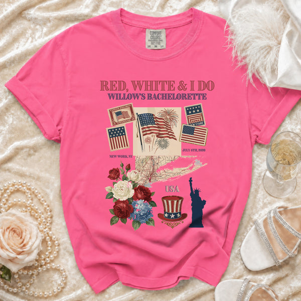 Red, White & I Do Celebration T-shirt in Crunchberry