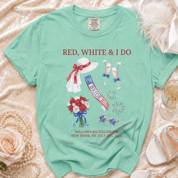 Red, White & I Do Bachelorette T-Shirt in Island Reef