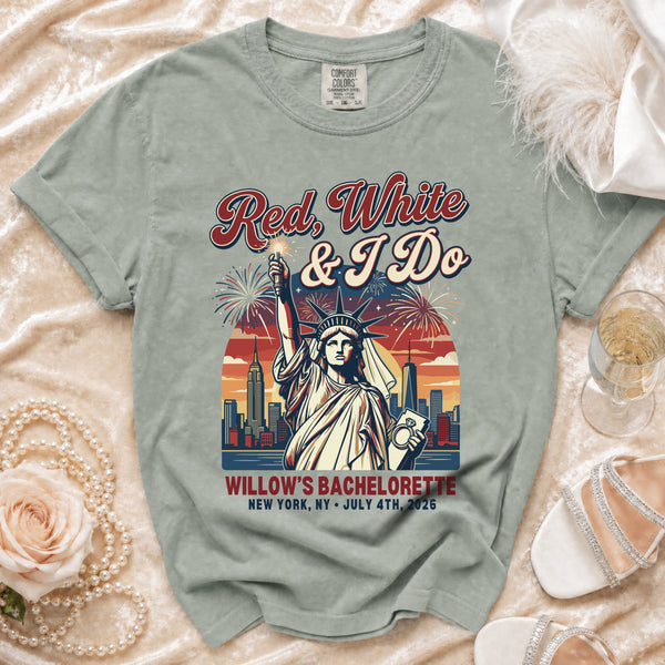 Patriotic Bride 'Red, White & I Do' T-Shirt in Bay