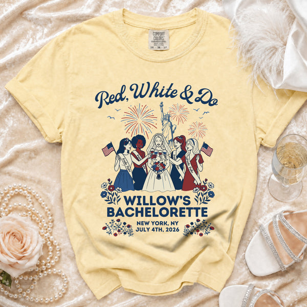 Red, White & Do Bachelorette T-Shirt in Butter