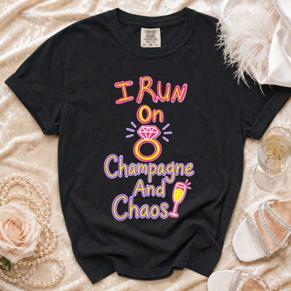 Champagne Chaos T-shirt in Black