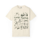 T-shirt with "Camp Martha July 2026 Breckenridge" text and camping illustrations.