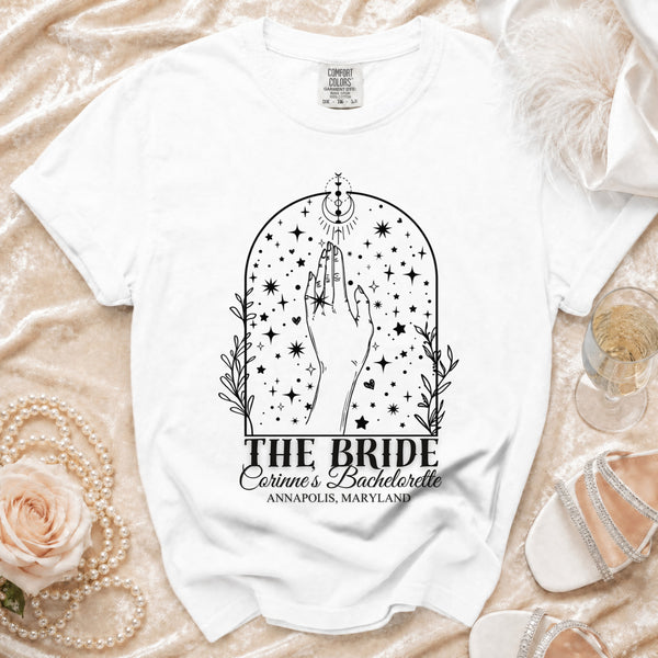 Celestial Bride's Bachelorette T-Shirt in White