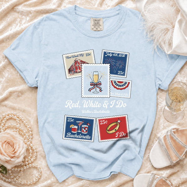 Festive American Stamps T-shirt in Chambray