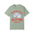 "Jennifer's Bach Her Last Rodeo" t-shirt with stars, hearts, and cowboy hat graphic.