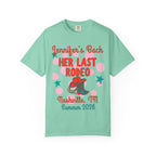 Teal t-shirt with "Jennifer's Bach HER LAST RODEO Nashville, TN Summer 2026"